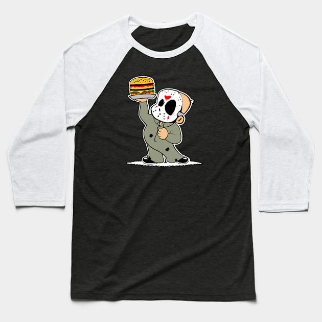 Jason's Burger Baseball T-Shirt by buby87